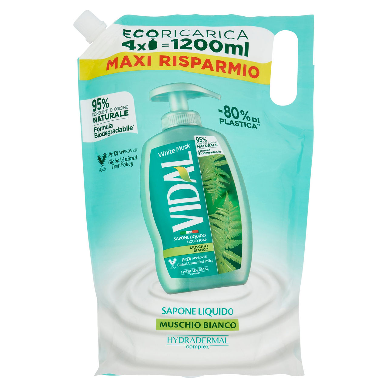 Vidal White Musk Sapone Liquido Muschio Bianco 1200 ml