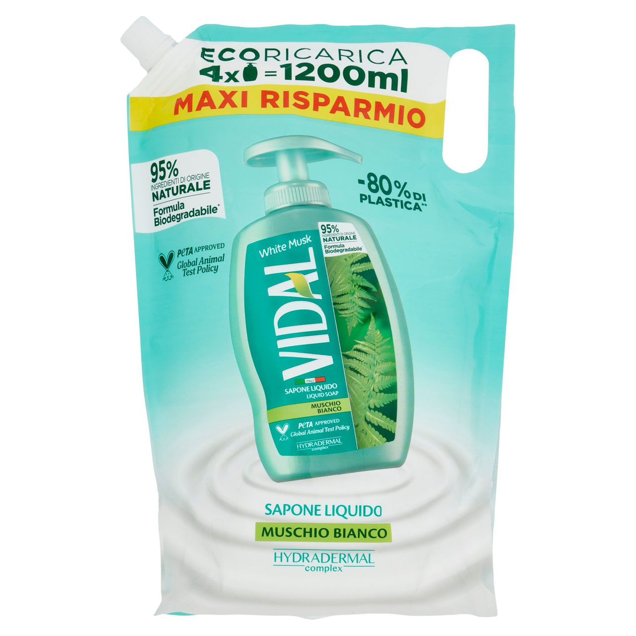 Vidal White Musk Sapone Liquido Muschio Bianco 1200 ml