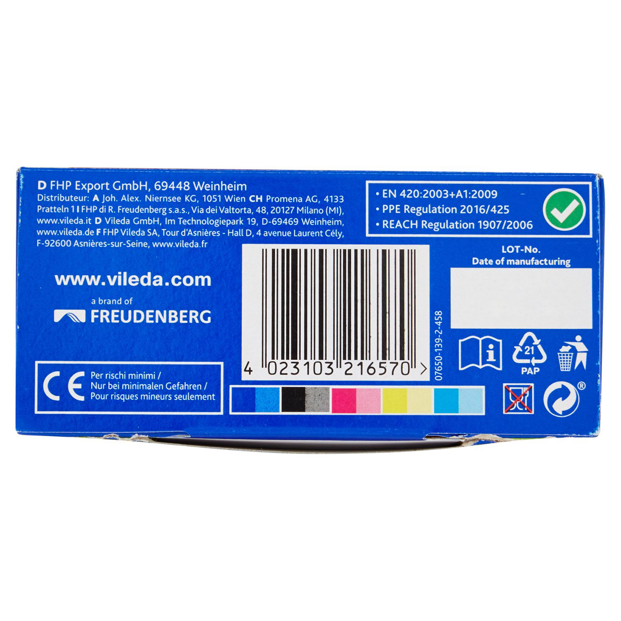 Vileda Rainbow M/L 7,5-8,5 4 Color Mix 80 pz