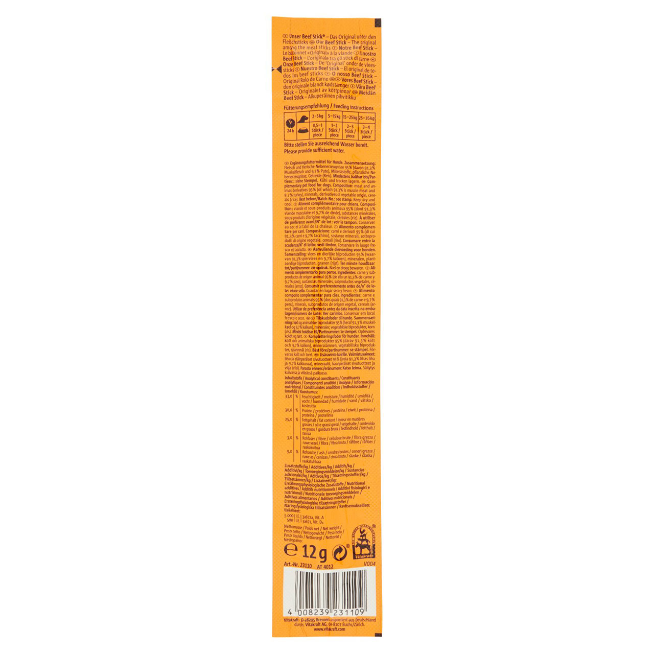 Vitakraft Beef Stick Original   Tacchino 12 g