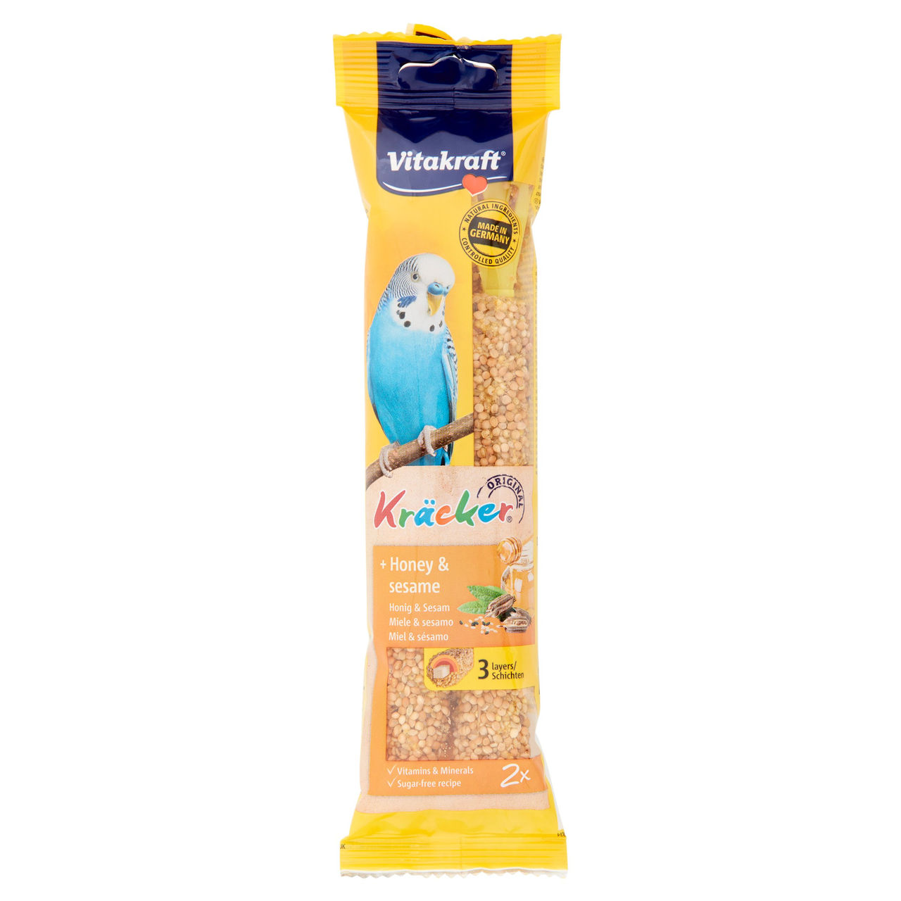 Vitakraft Kräcker Original   Miele & sesamo pappagallini ondulati 2 pezzi 60 g