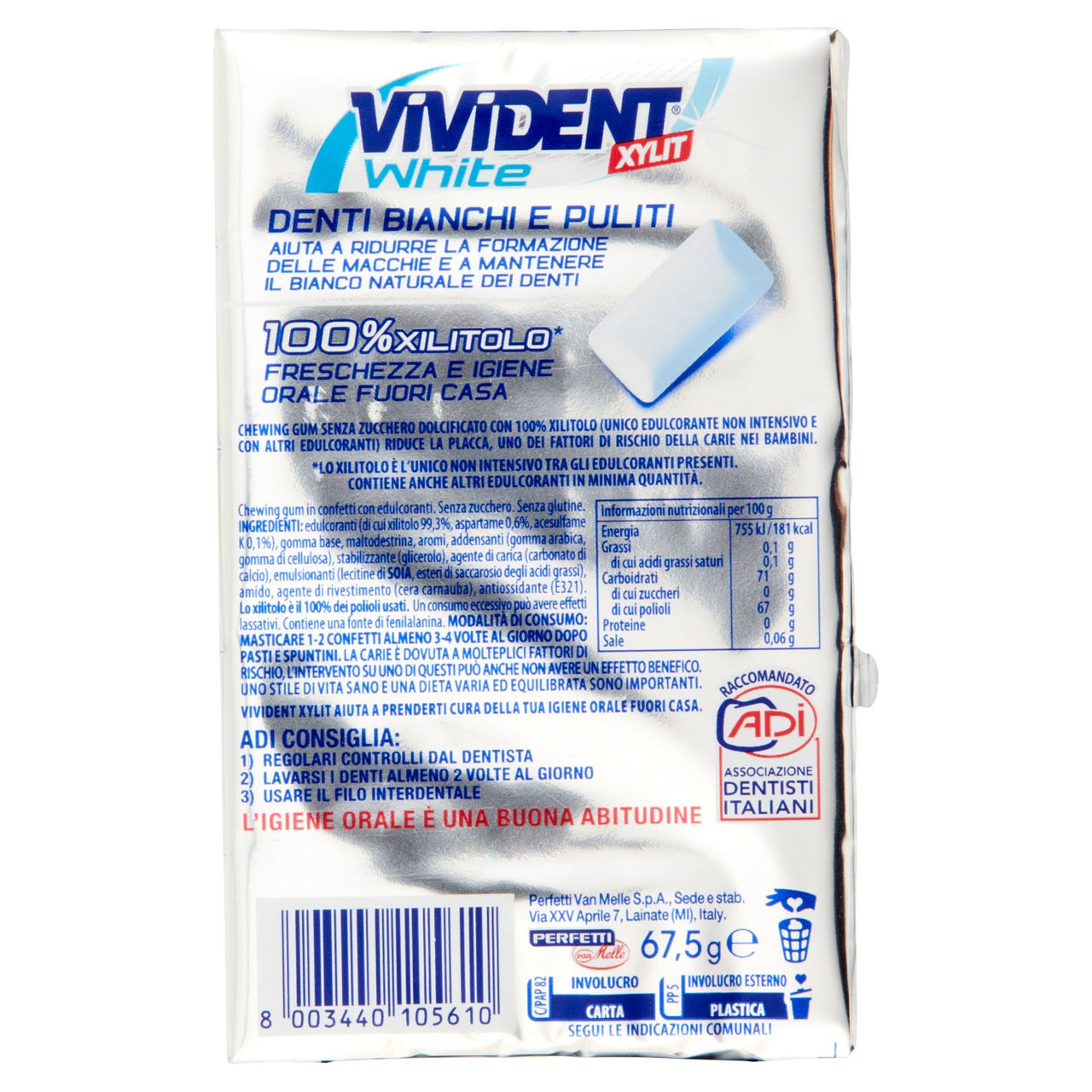 Vivident Xylit White Peppermint 5 Packs 67,5 g