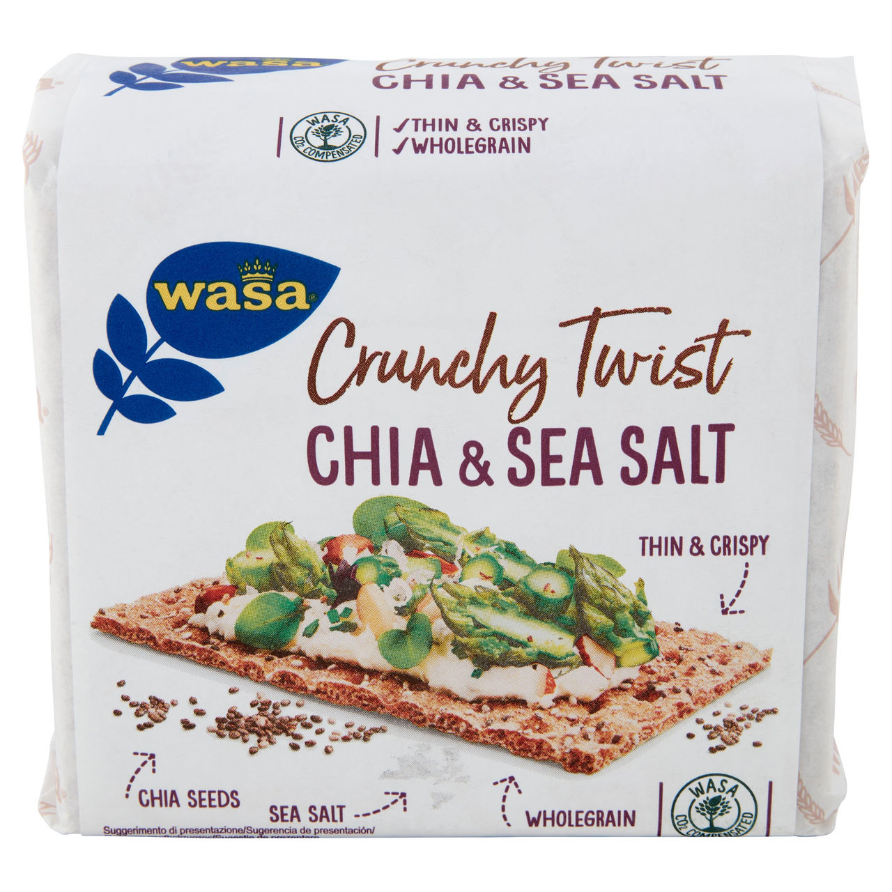 Wasa Chruncy Twist Cracker con Farina Integrale di Segale e Semi di Chia 245g