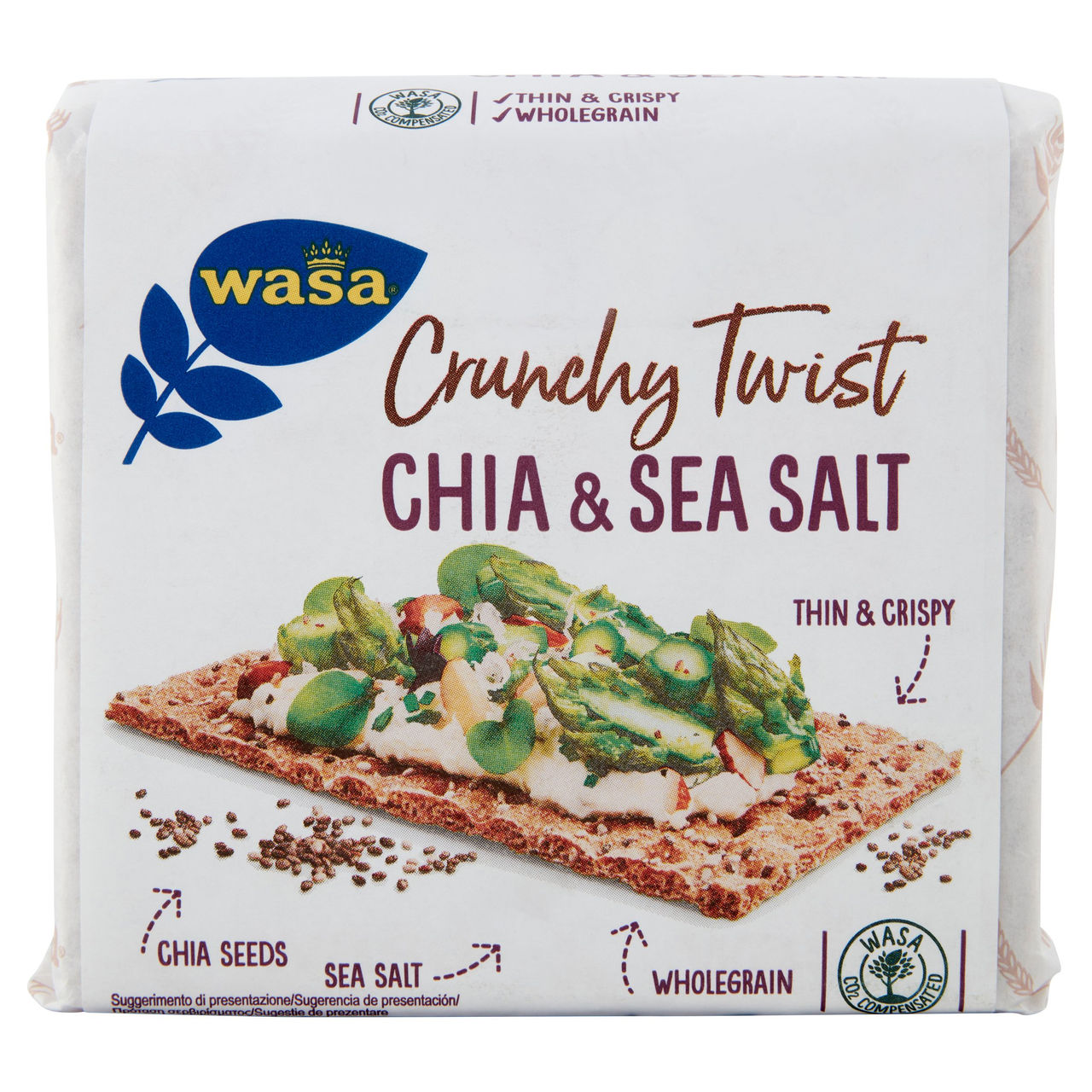 Wasa Chruncy Twist Cracker con Farina Integrale di Segale e Semi di Chia 245g