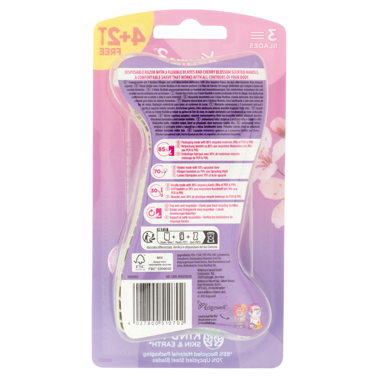 Wilkinson Sword Rasoio usa&getta My Intuition Xtreme3 Comfort Cherry Blossom 4 2