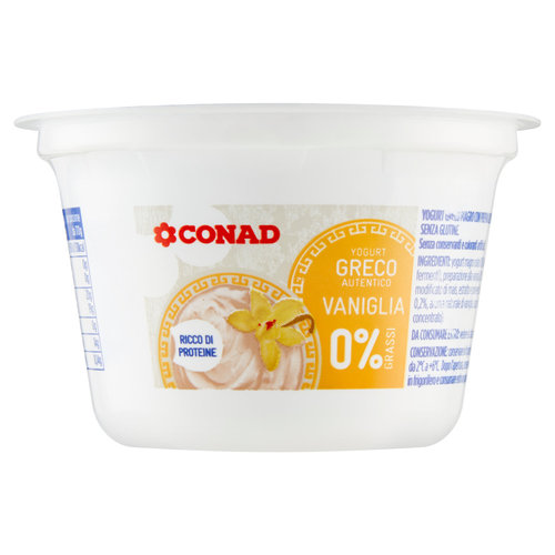 Yogurt Greco Autentico Vaniglia 0% Grassi 170 g Conad