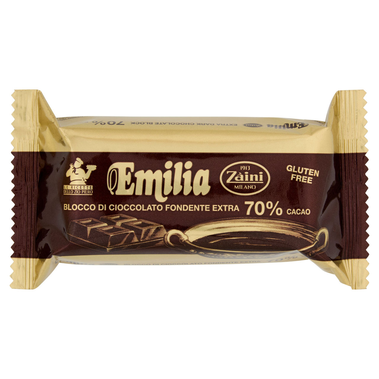 Zàini Emilia Blocco di Cioccolato Fondente Extra 70% Cacao 200 g