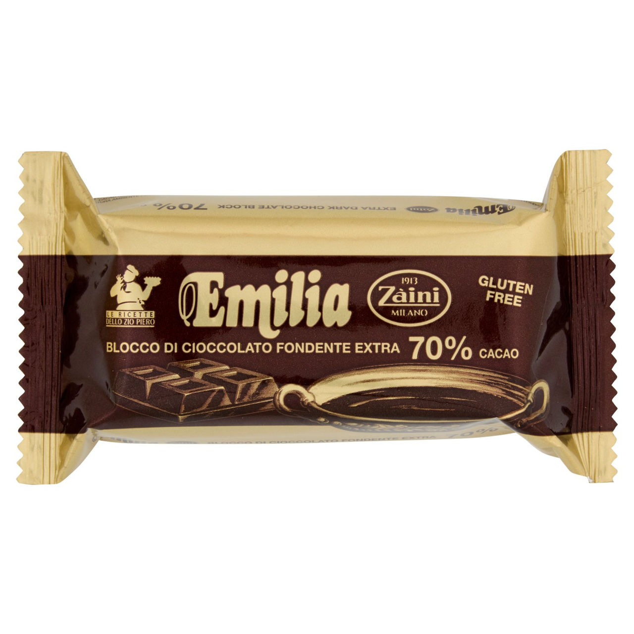Zàini Emilia Blocco di Cioccolato Fondente Extra 70% Cacao 200 g