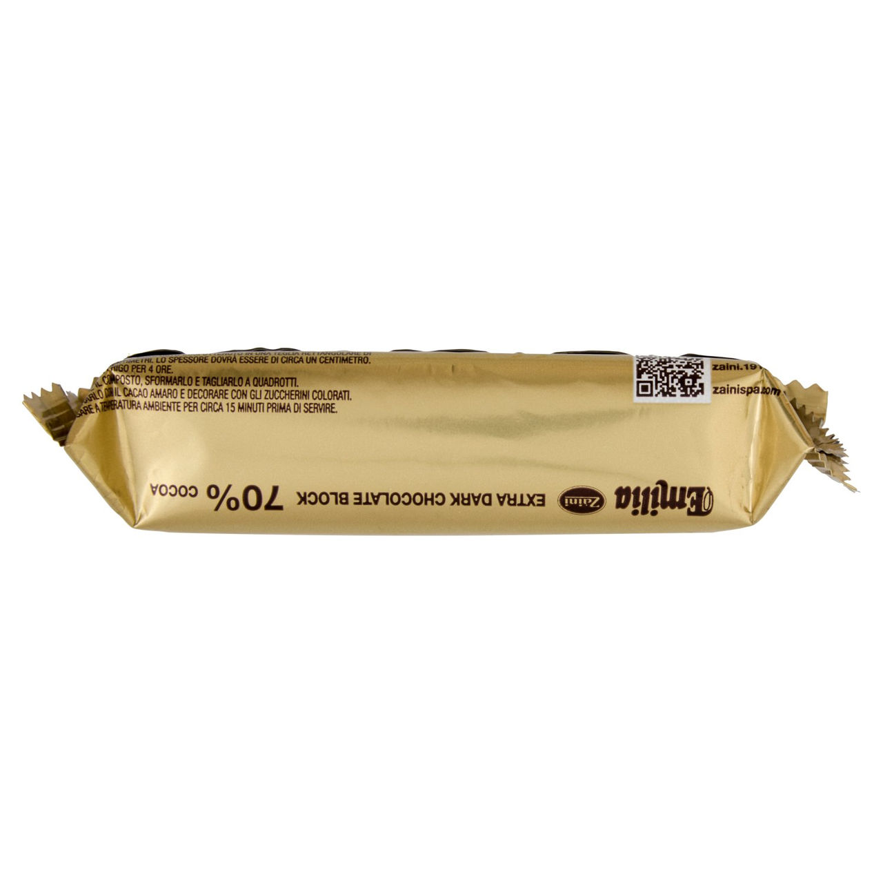 Zàini Emilia Blocco di Cioccolato Fondente Extra 70% Cacao 200 g