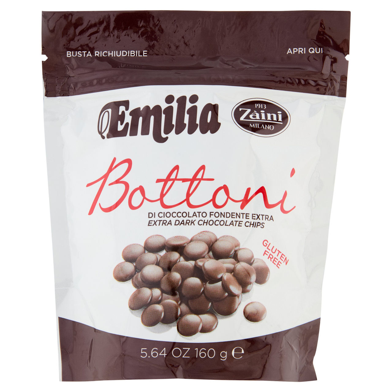 Zàini Emilia Bottoni di Cioccolato Fondente Extra 160 g