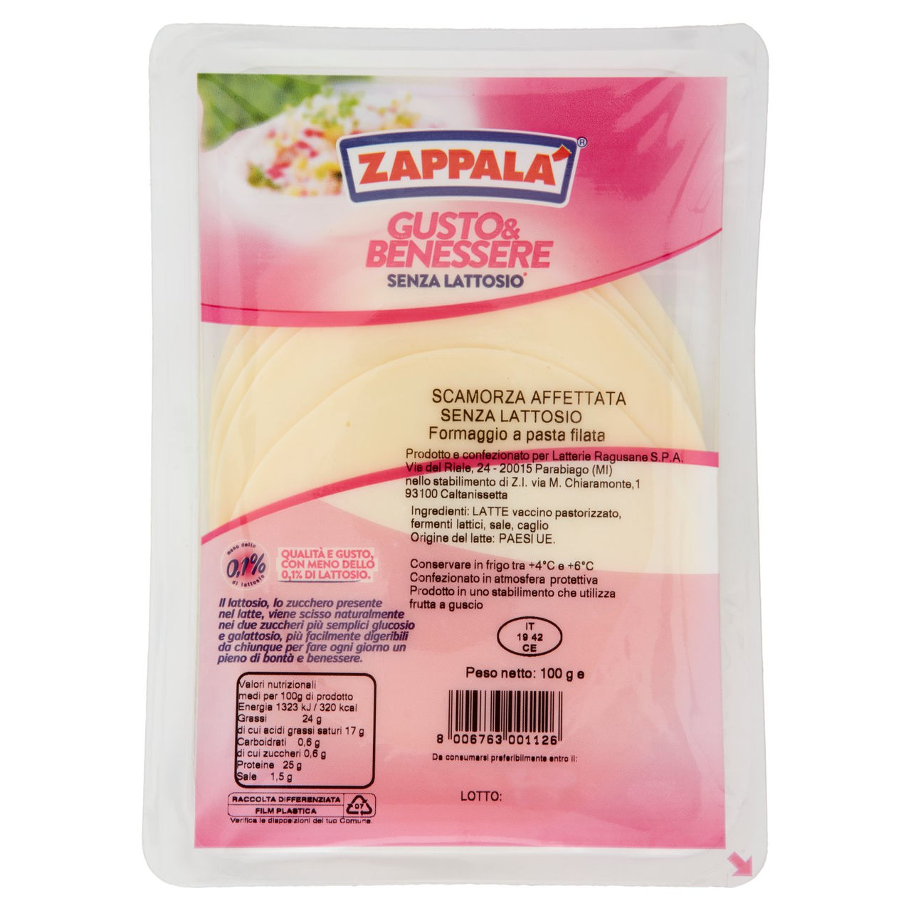 Zappalá Gusto & Benessere Senza Lattosio Scamorza Affettata 100 g