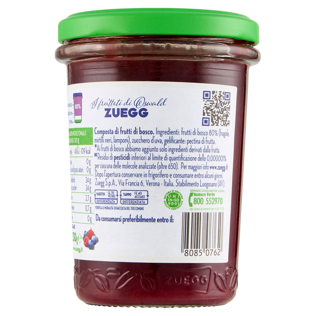 Zuegg I frutteti di Oswald Zuegg Zero Residui° 100% da Frutta* Frutti di Bosco 230 g