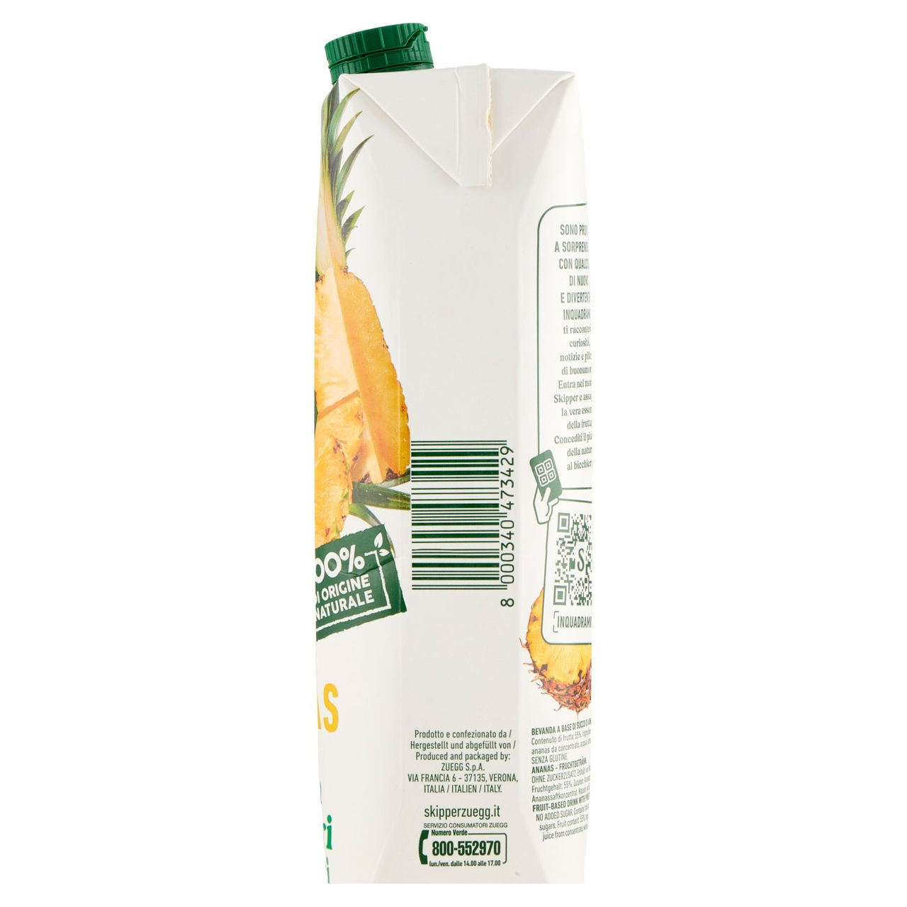Zuegg Skipper No Zuccheri Aggiunti Succo Ananas 1l