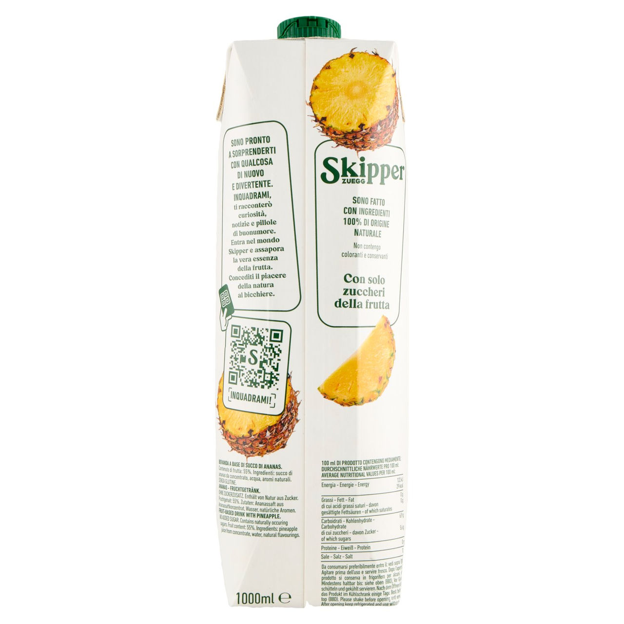 Zuegg Skipper No Zuccheri Aggiunti Succo Ananas 1l