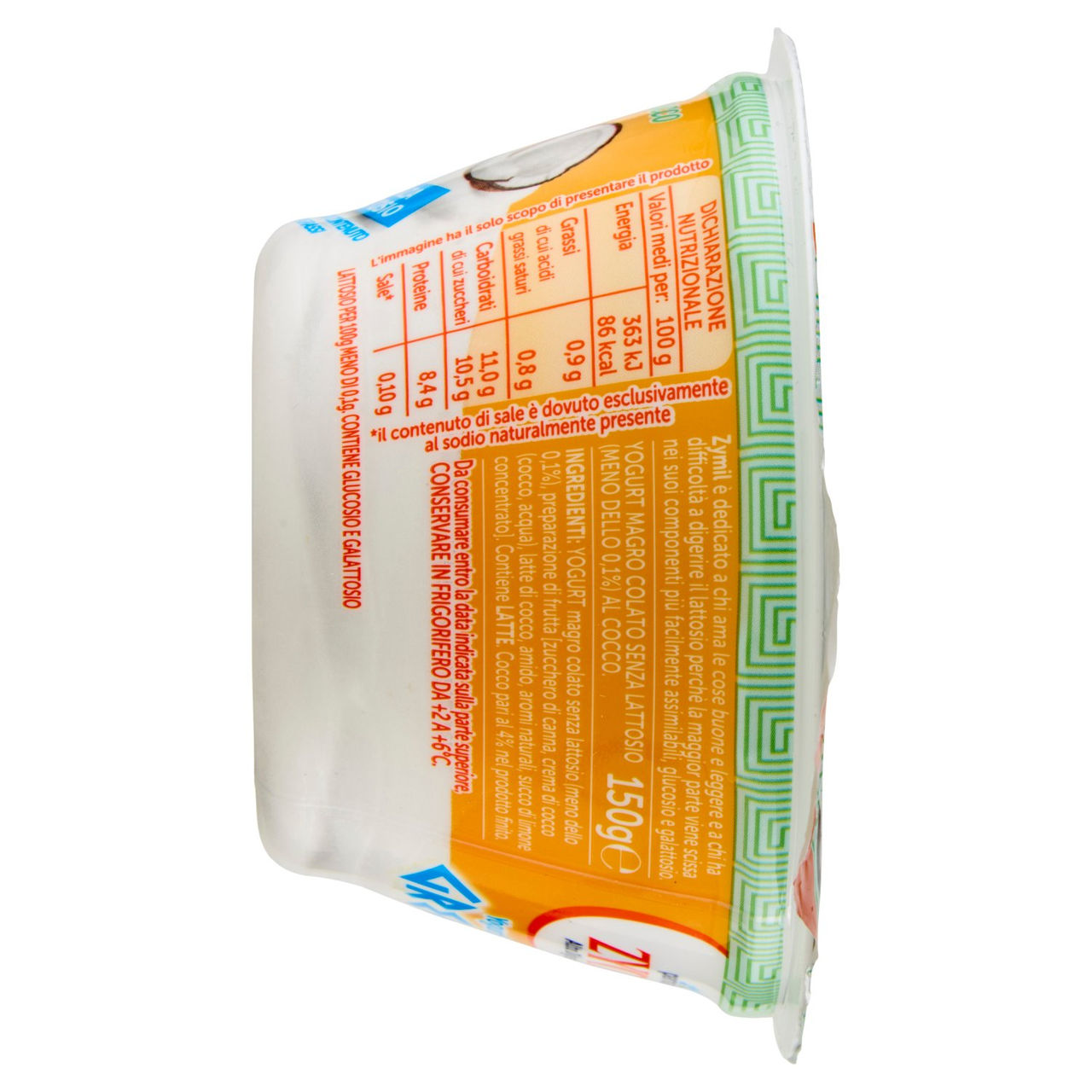 ZYMIL Alta Digeribilità Senza Lattosio Yogurt alla Greca Cocco 150g