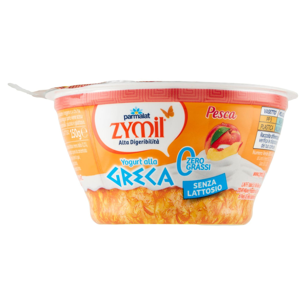 ZYMIL Alta Digeribilità Senza Lattosio Yogurt alla Greca Zero Grassi Pesca 150g