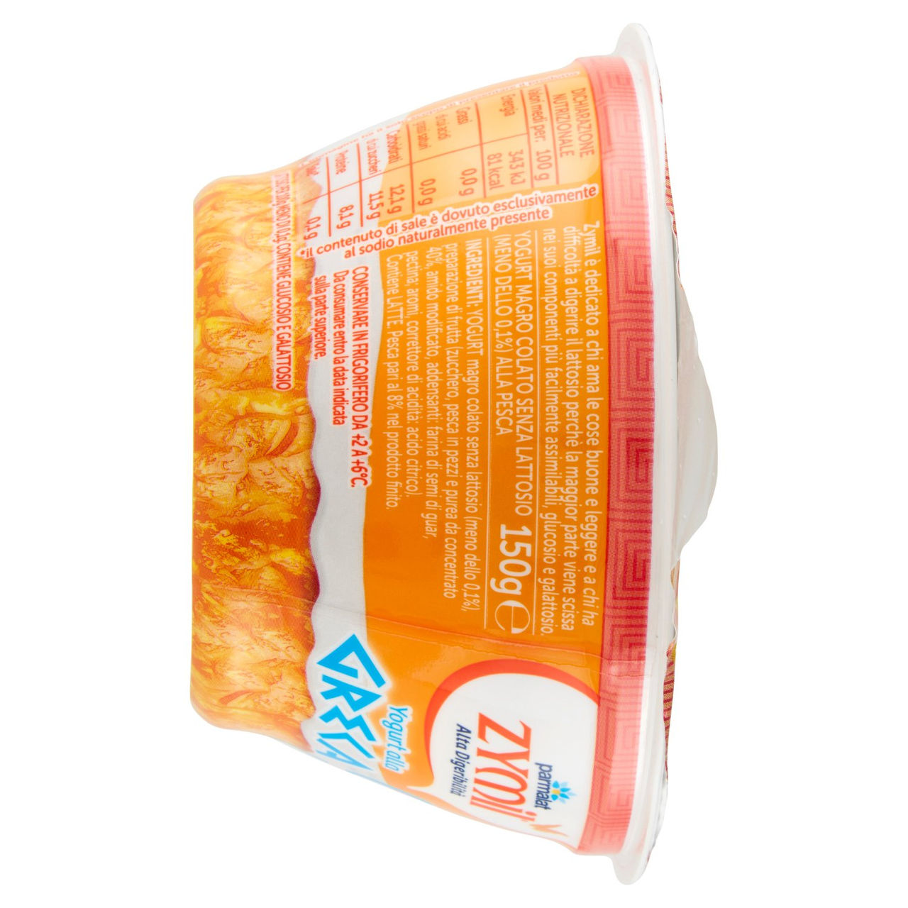 ZYMIL Alta Digeribilità Senza Lattosio Yogurt alla Greca Zero Grassi Pesca 150g